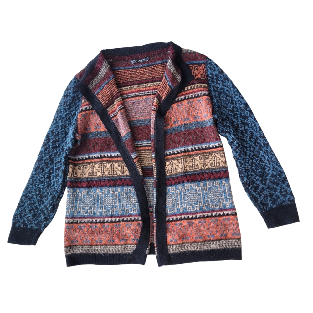 Peruvian Connection Multicolor Knit Cardigan Medi… - image 1